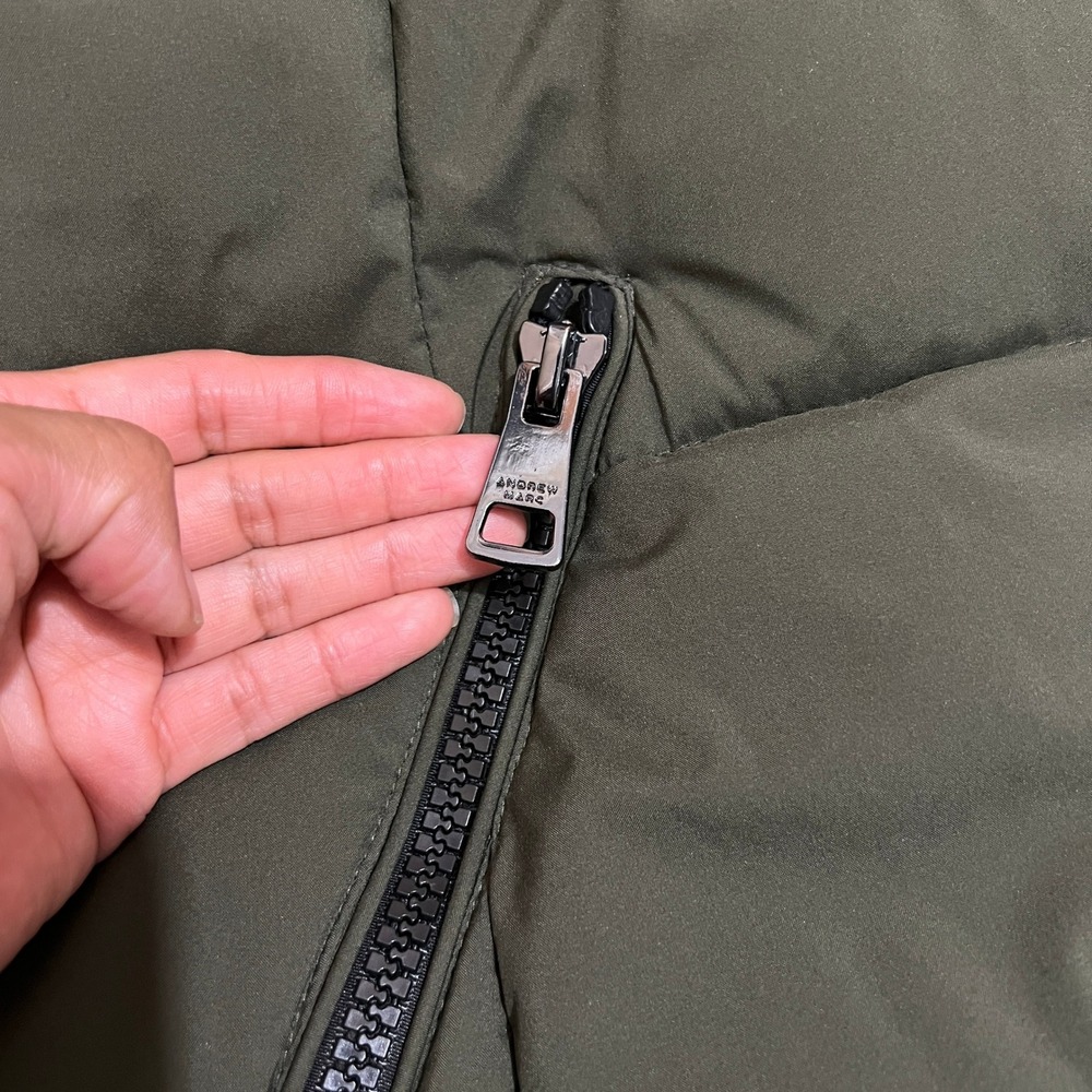 Andrew Marc Stretch Hooded Puffer Coat Olive Green Women's Size XL - Picture 9 of 15